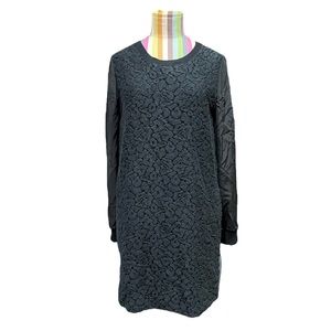 Vince Lace Overlay Silk Shift Long Sleeve Dress 0933